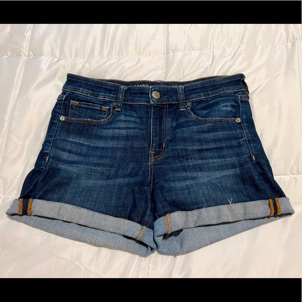 Whiskered Denim Shorts